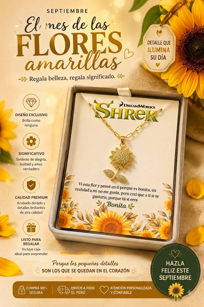 🌻 Collar “Eres Bonita” – Girasol Giratorio con Dedicatoria