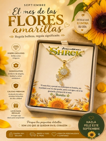 🌻 Collar “Eres Bonita” – Girasol Giratorio con Dedicatoria