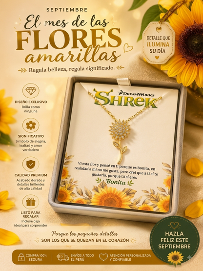 🌻 Collar “Eres Bonita” – Girasol Giratorio con Dedicatoria