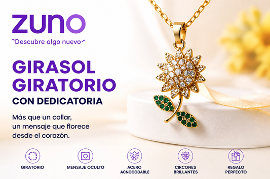 🌻 Collar “Eres Bonita” – Girasol Giratorio con Dedicatoria
