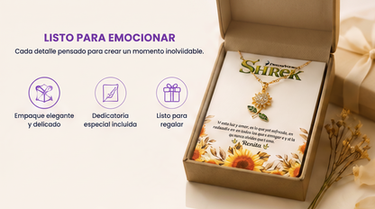 🌻 Collar “Eres Bonita” – Girasol Giratorio con Dedicatoria